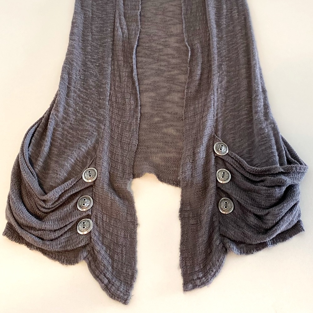 Sleeveless Open Front Draped Cardigan Vest/Shrug - Picture 3 of 7